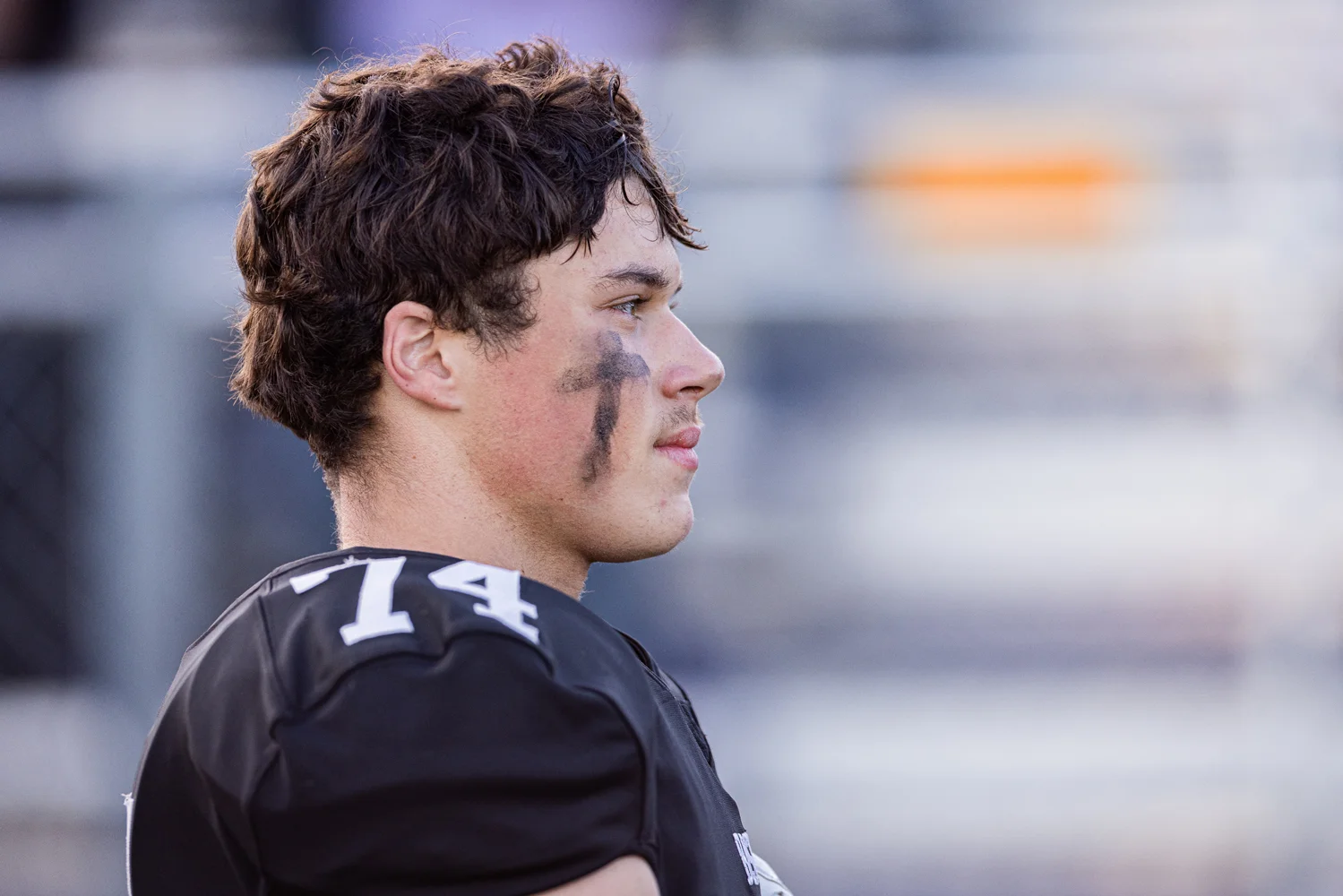 Bison player during the playing of the National Anthem